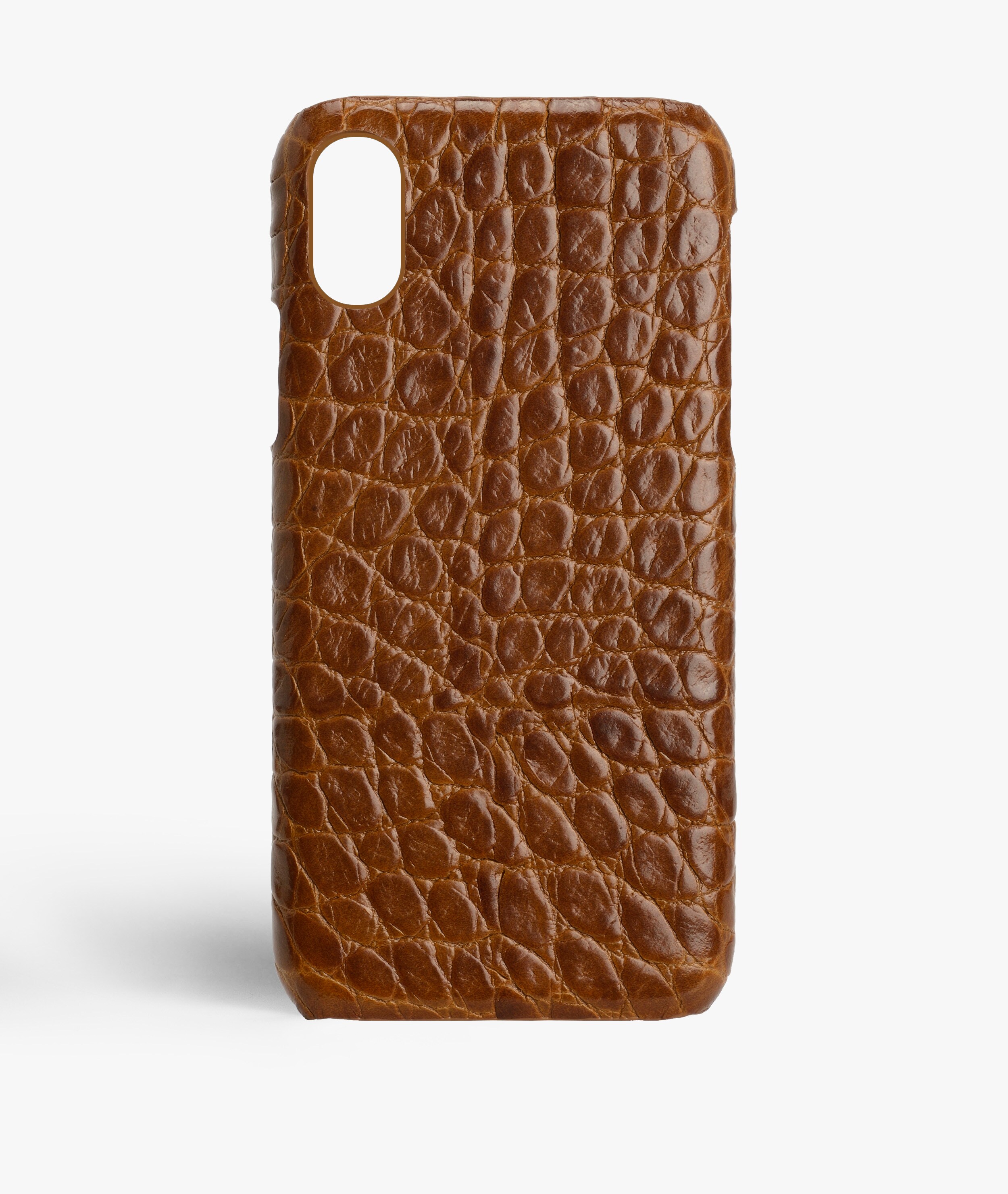 iPhone X/XS Deksel Small Croco Cognac