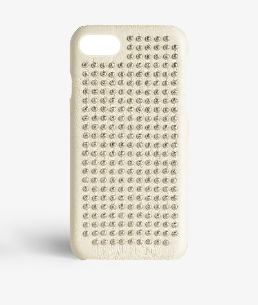 iPhone 7 Deksel Borchie Nappa Ivory Silver Studs