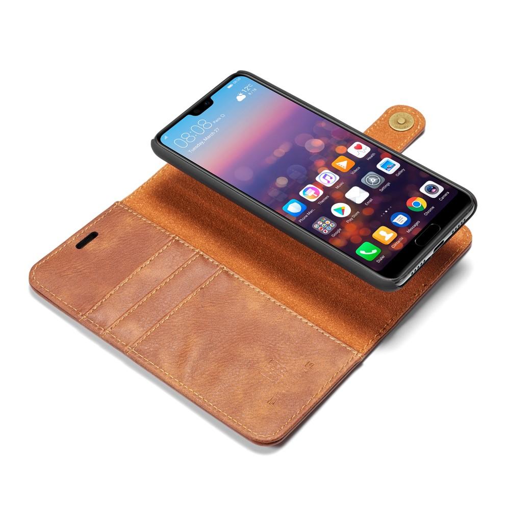 Huawei P20 Lommeboketui med avtakbart deksel, Cognac