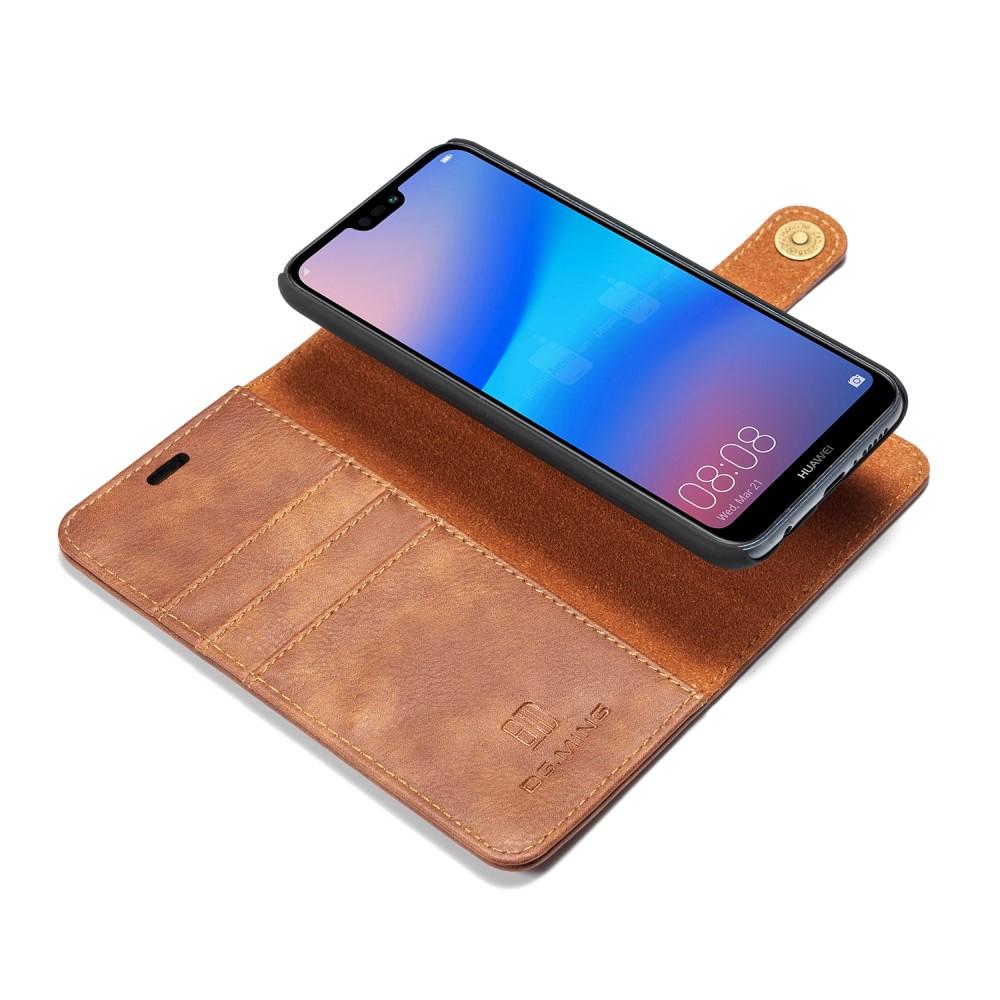 Huawei P20 Lite Lommeboketui med avtakbart deksel, Cognac