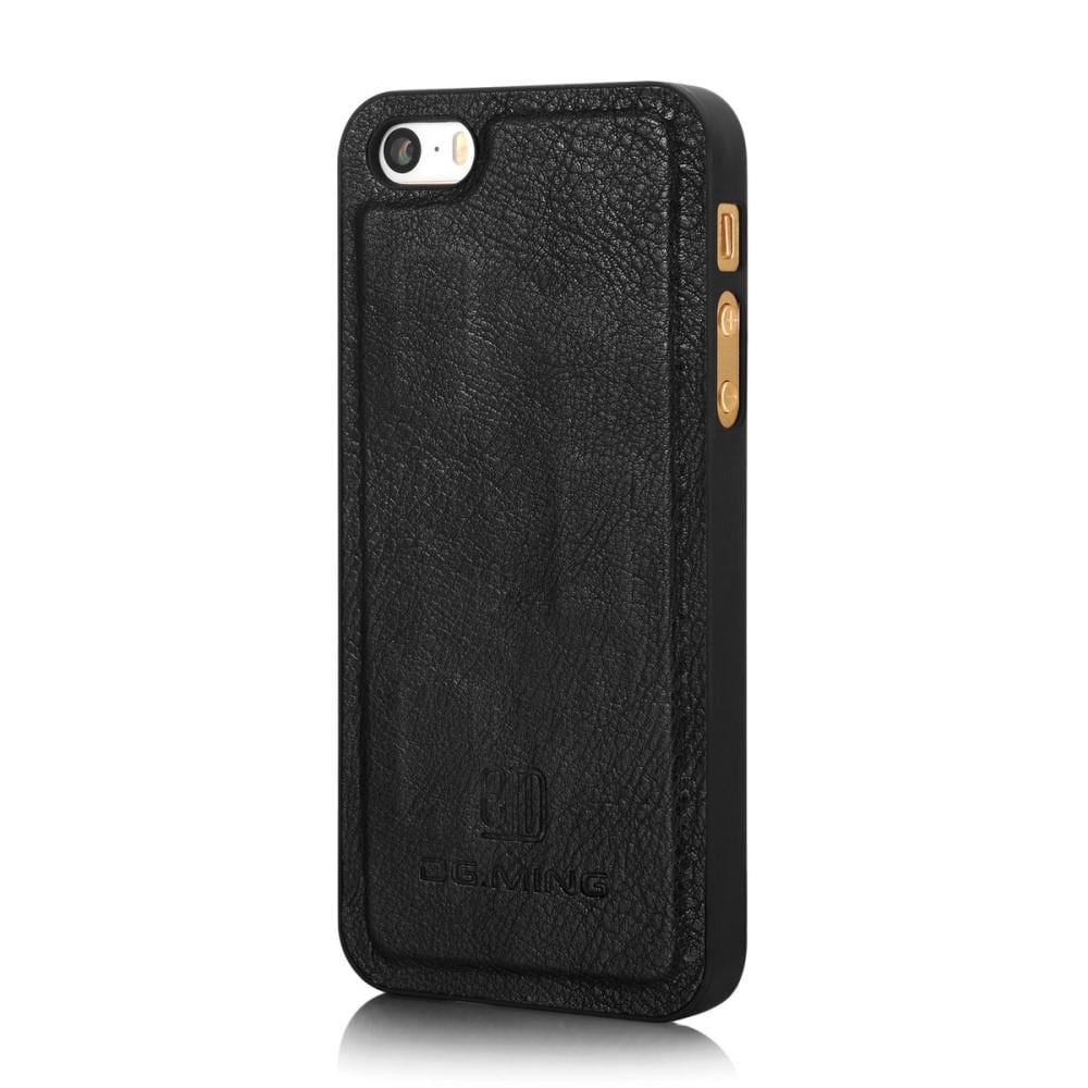 iPhone 5/5S/SE Lommeboketui med avtakbart deksel, Black