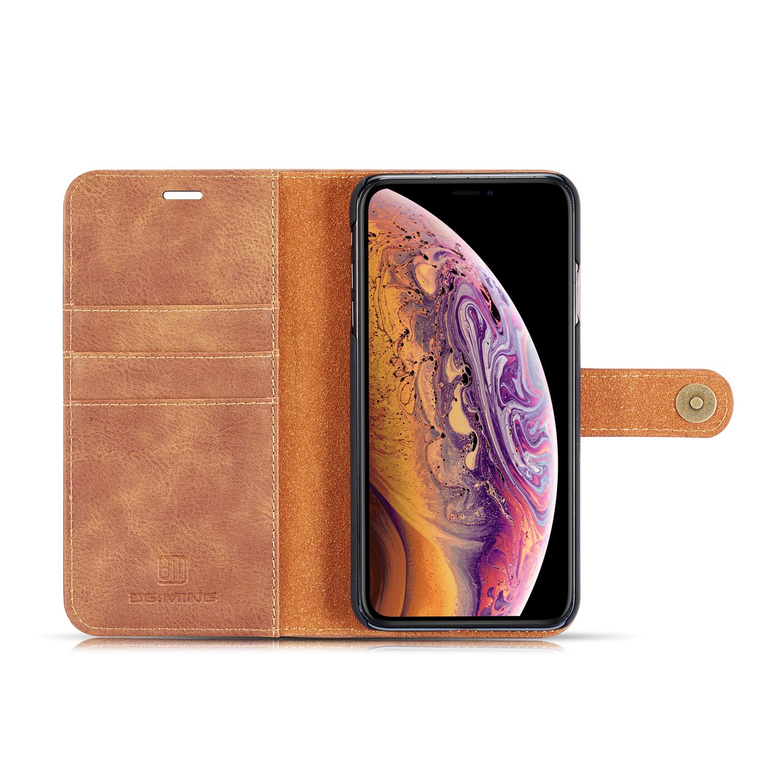 iPhone Xs Max Lommeboketui med avtakbart deksel, Cognac