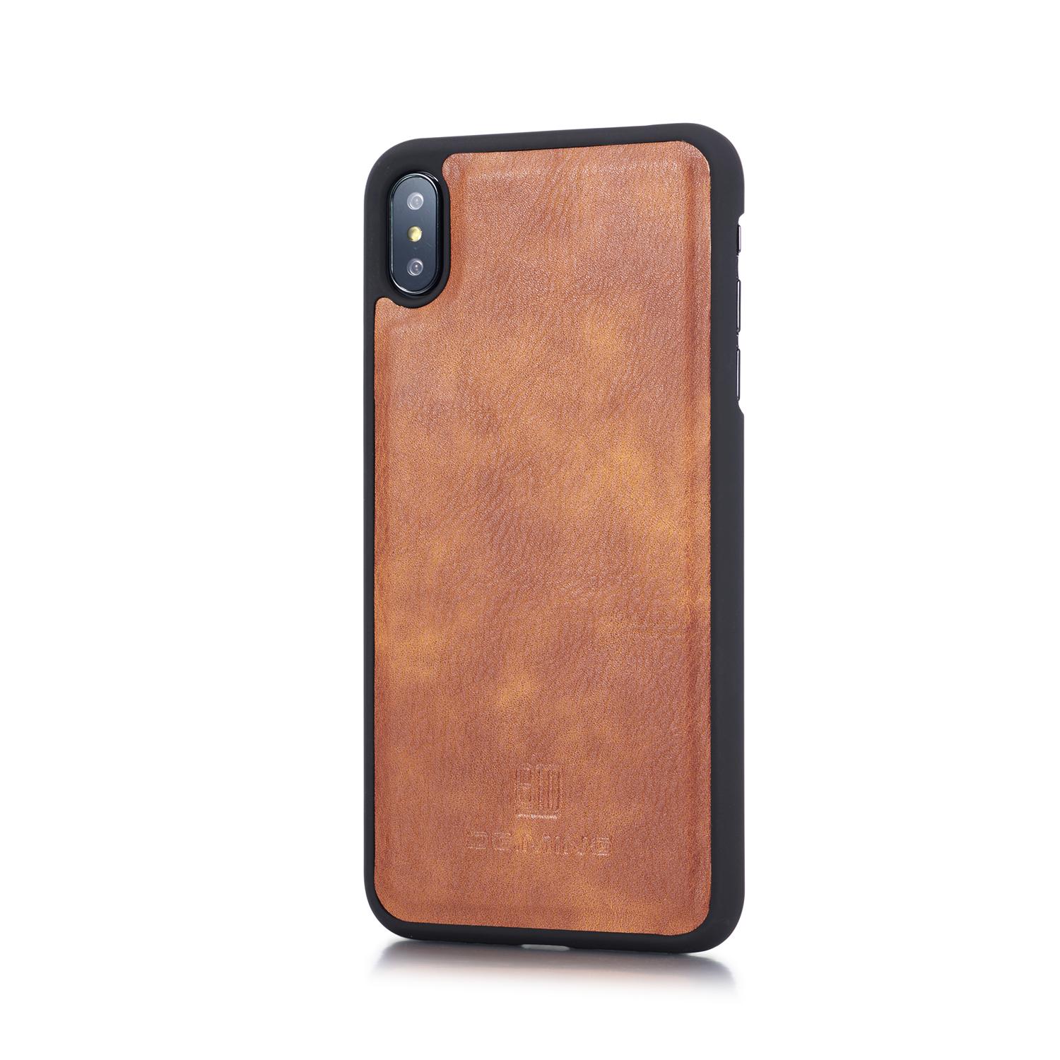 iPhone Xs Max Lommeboketui med avtakbart deksel, Cognac