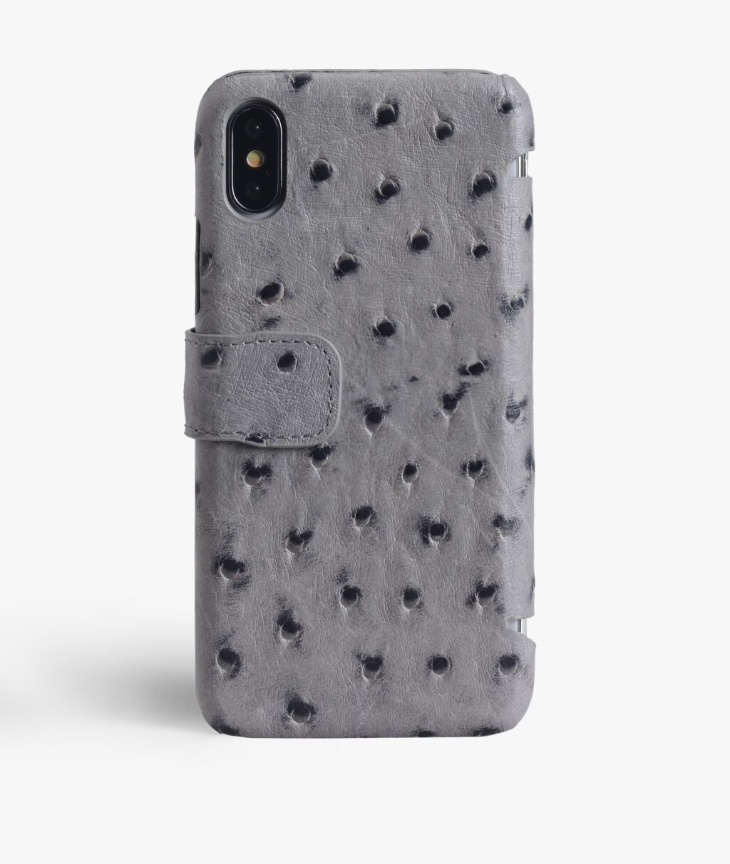 iPhone X/XS Lommebokdeksel Ostrich Grey