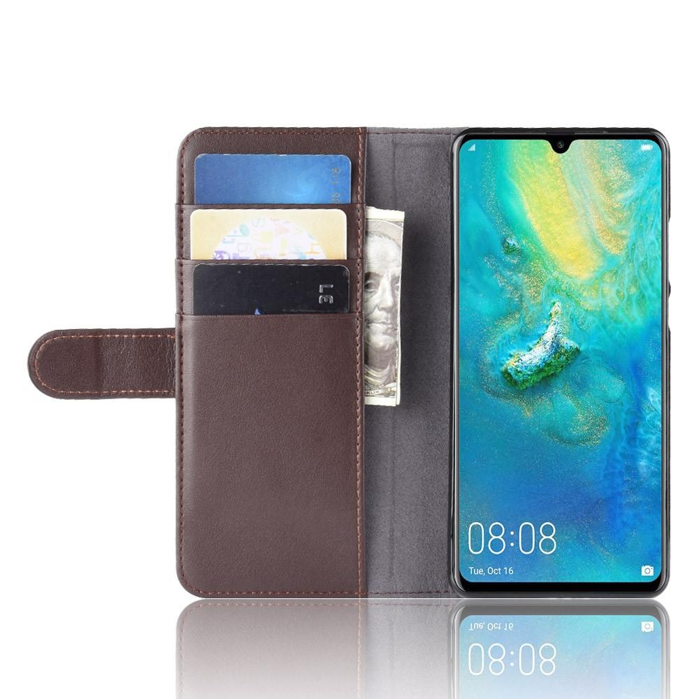 Huawei P30 Pro Lommeboketui i ekte skinn, Brun