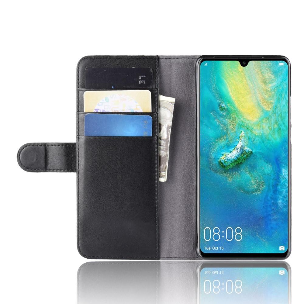 Huawei P30 Pro Lommeboketui i ekte skinn, Svart