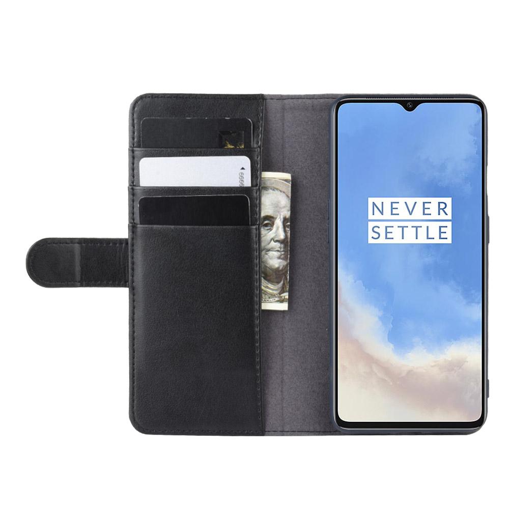  OnePlus 7T Lommeboketui i ekte skinn, Svart