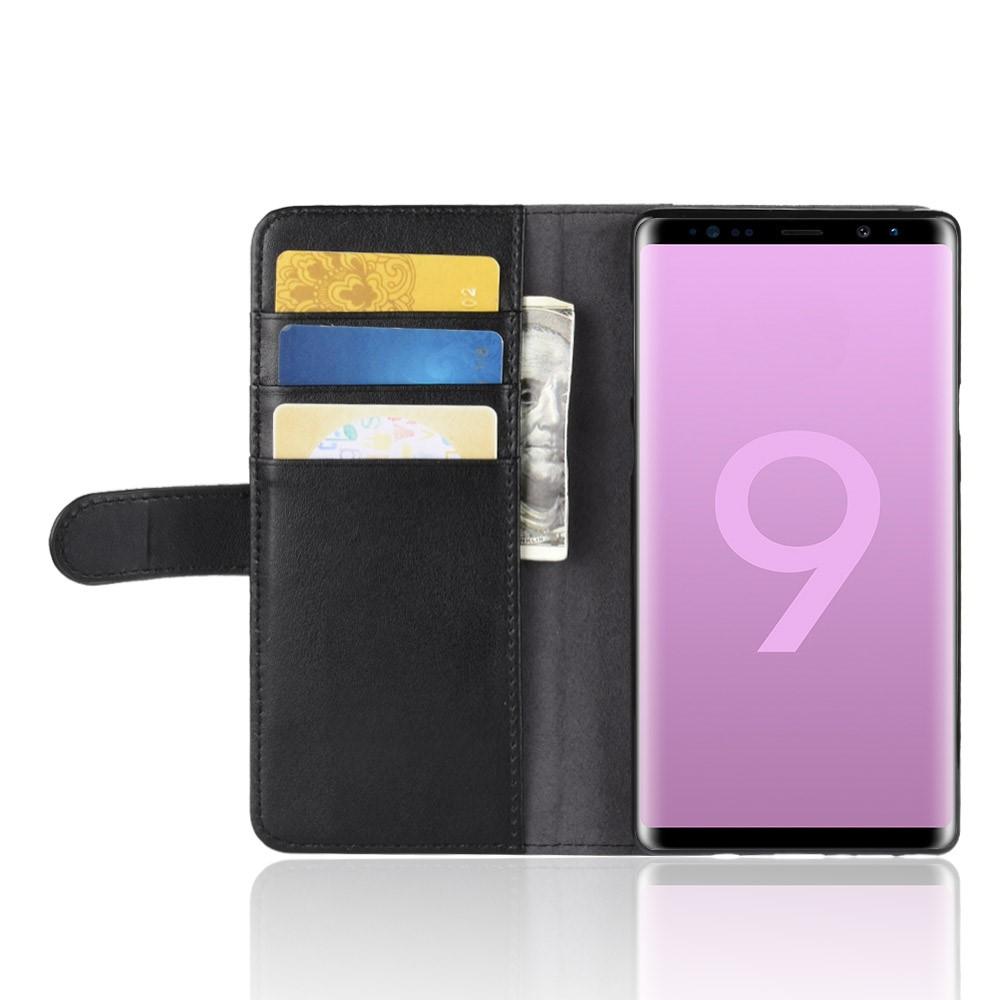 Samsung Galaxy Note 9 Lommeboketui i ekte skinn, Svart