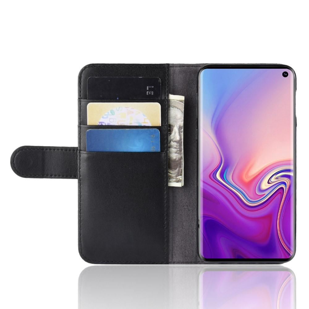 Samsung Galaxy S10e Lommeboketui i ekte skinn, Svart