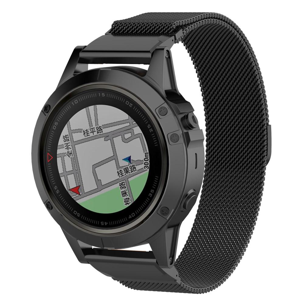 Garmin Fenix 8 51mm Reim Milanese Loop, Svart