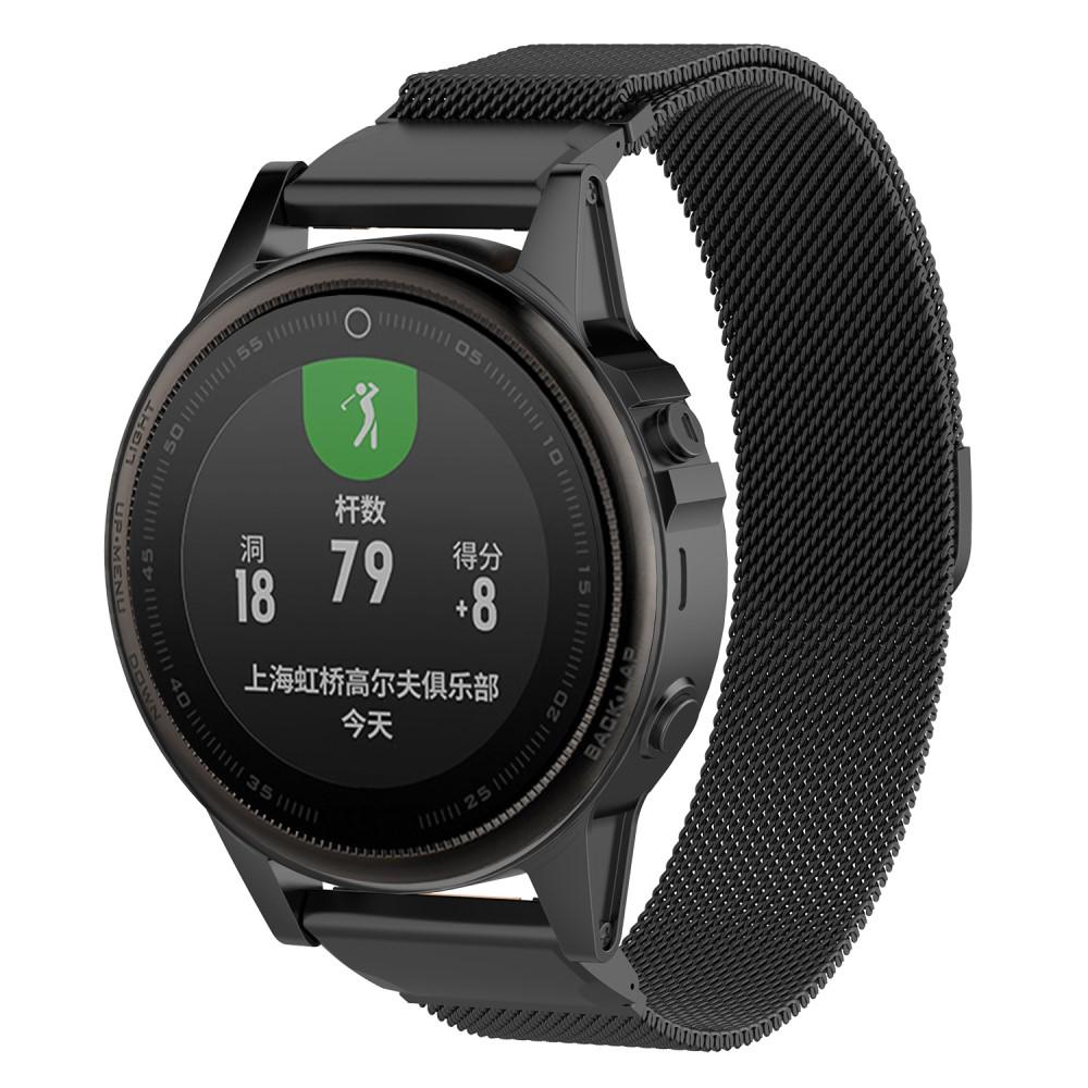 Garmin Fenix 7S Pro Reim Milanese Loop, Svart