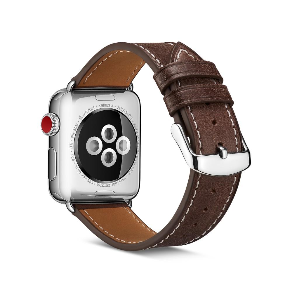 Apple Watch Series 7 41mm Reim i ekte skinn, Brun