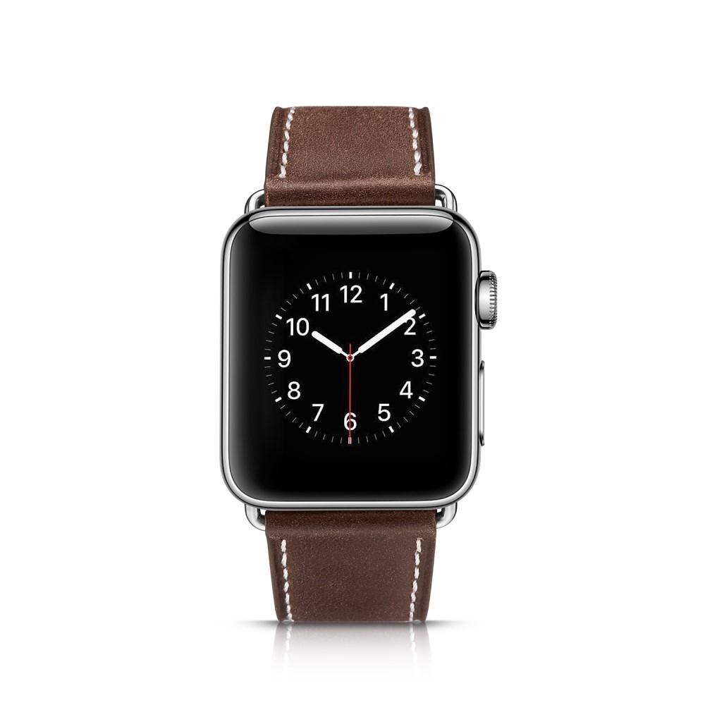 Apple Watch Series 10 42mm Reim i ekte skinn, Brun