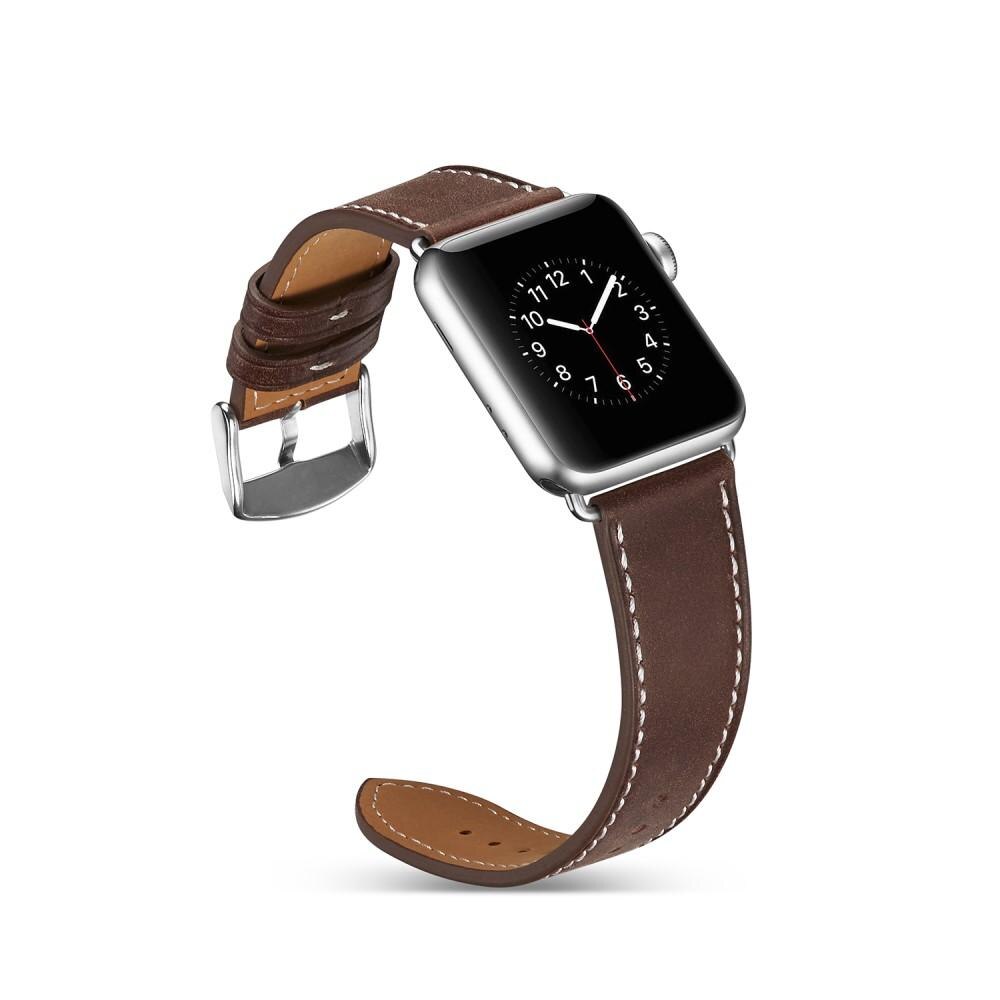 Apple Watch Series 10 46mm Reim i ekte skinn, Brun