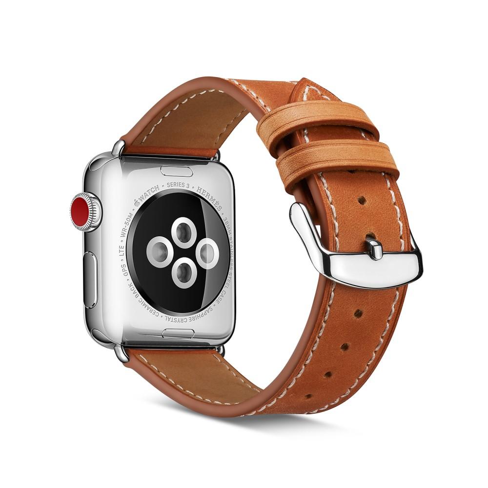 Apple Watch Series 7 45mm Reim i ekte skinn, Brun