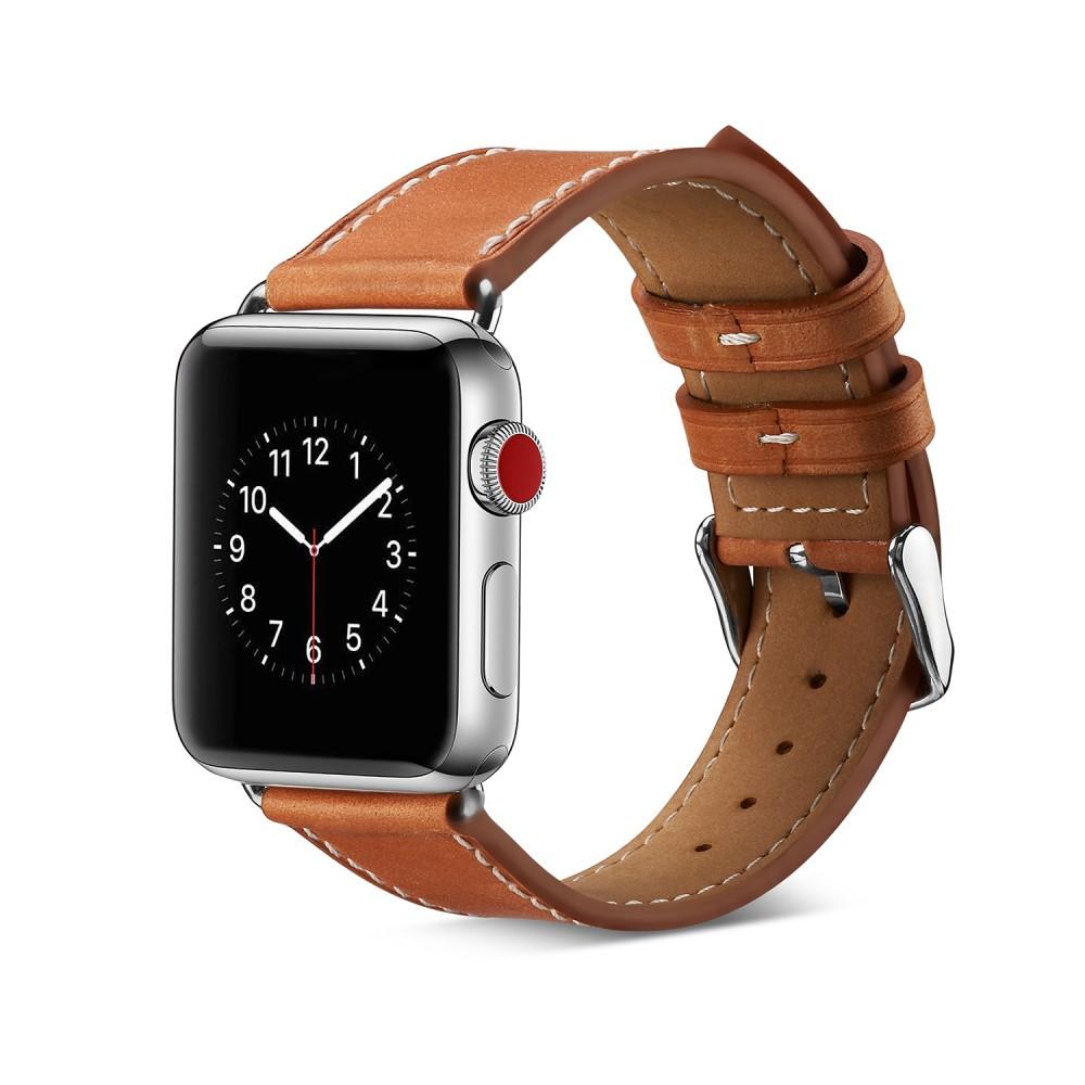 Apple Watch Series 7 45mm Reim i ekte skinn, Brun