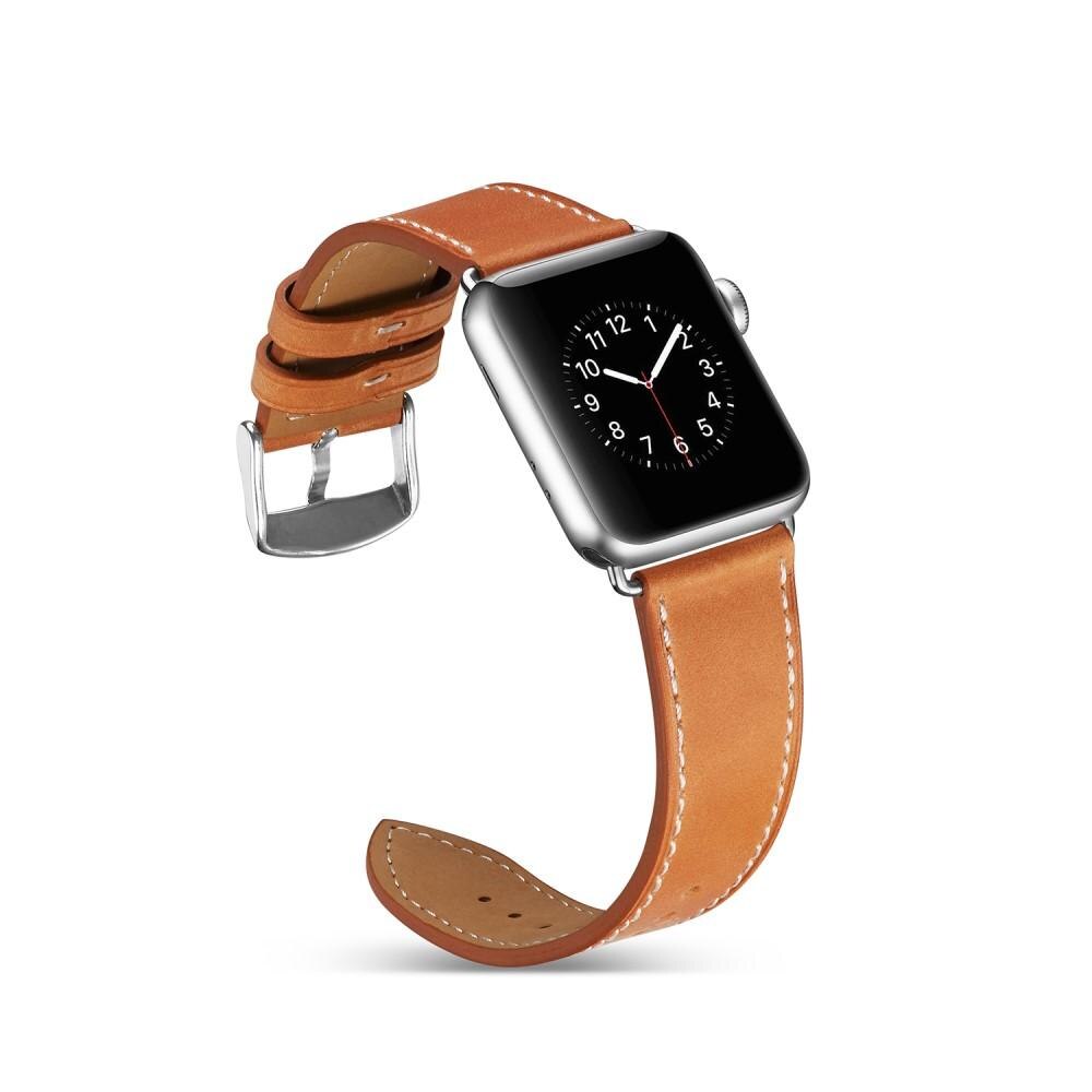 Apple Watch Series 7 45mm Reim i ekte skinn, Brun