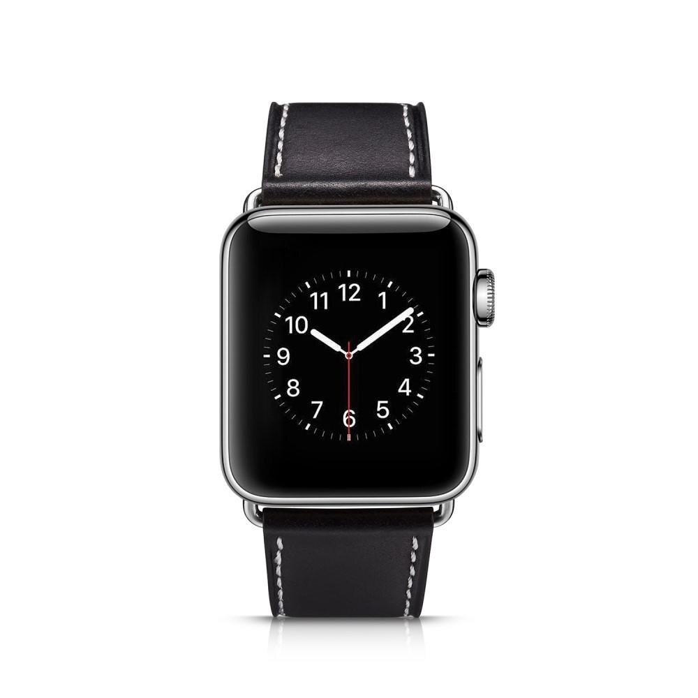 Apple Watch Series 4-6 40mm Reim i ekte skinn, Svart