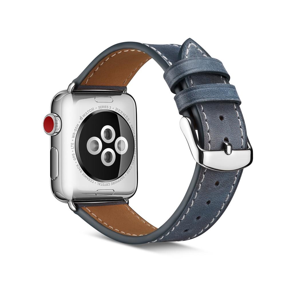 Apple Watch Series 9 45mm Reim i ekte skinn, Blå