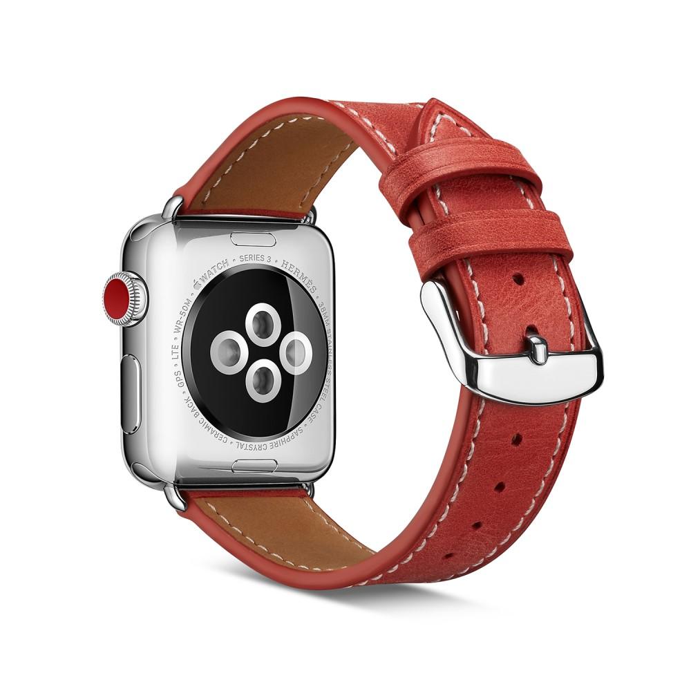 Apple Watch Series 10 42mm Reim i ekte skinn, Rød