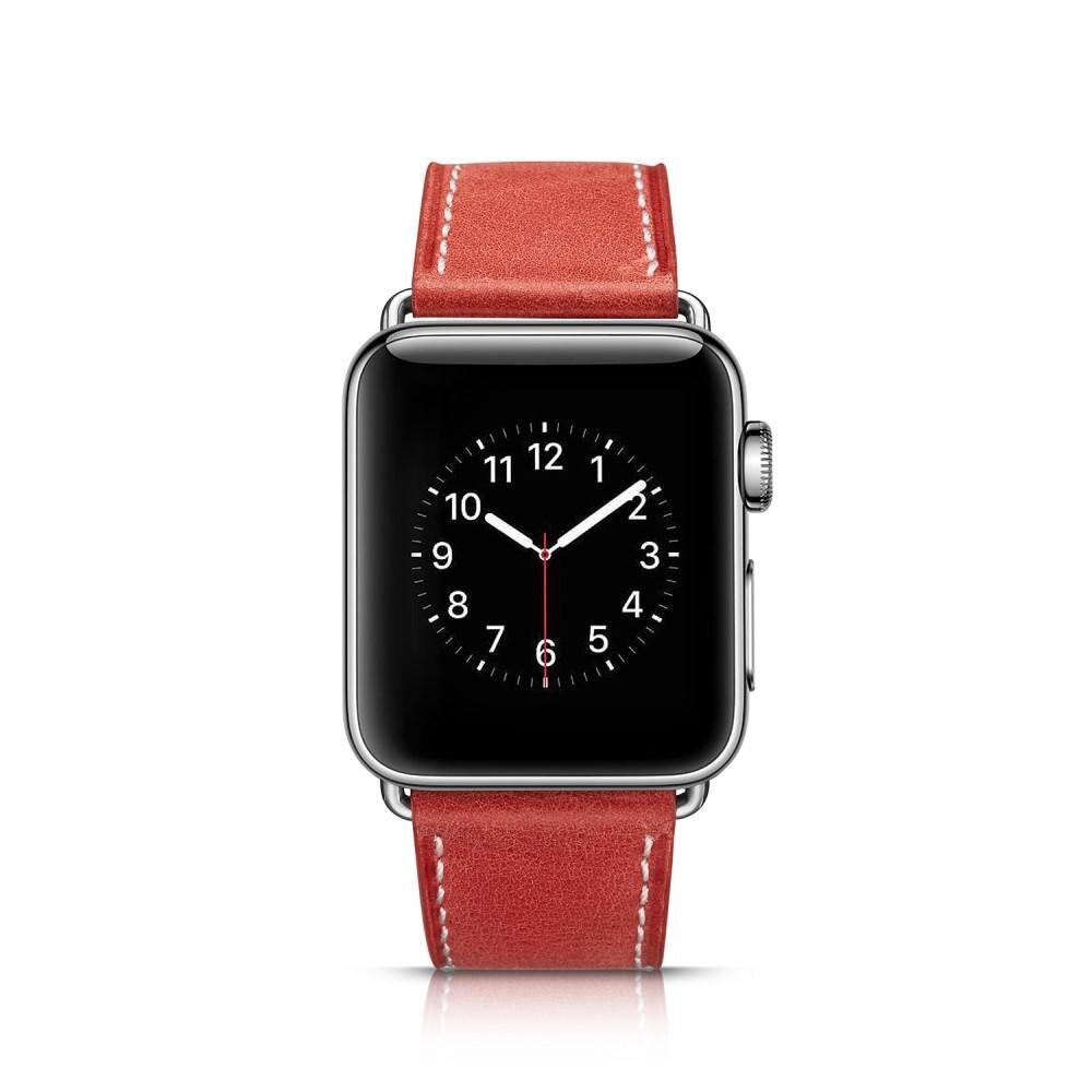 Apple Watch Series 4-6 40mm Reim i ekte skinn, Rød