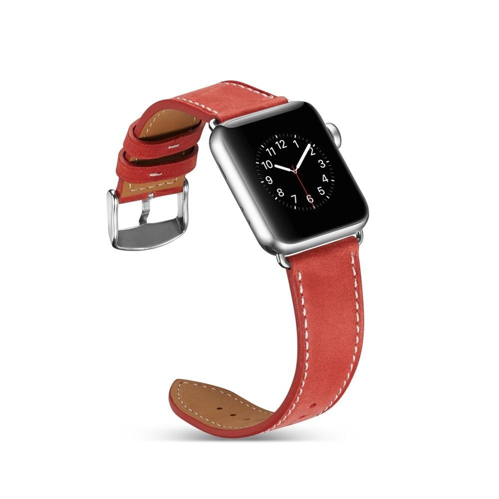 Apple Watch SE 40mm Reim i ekte skinn, Rød