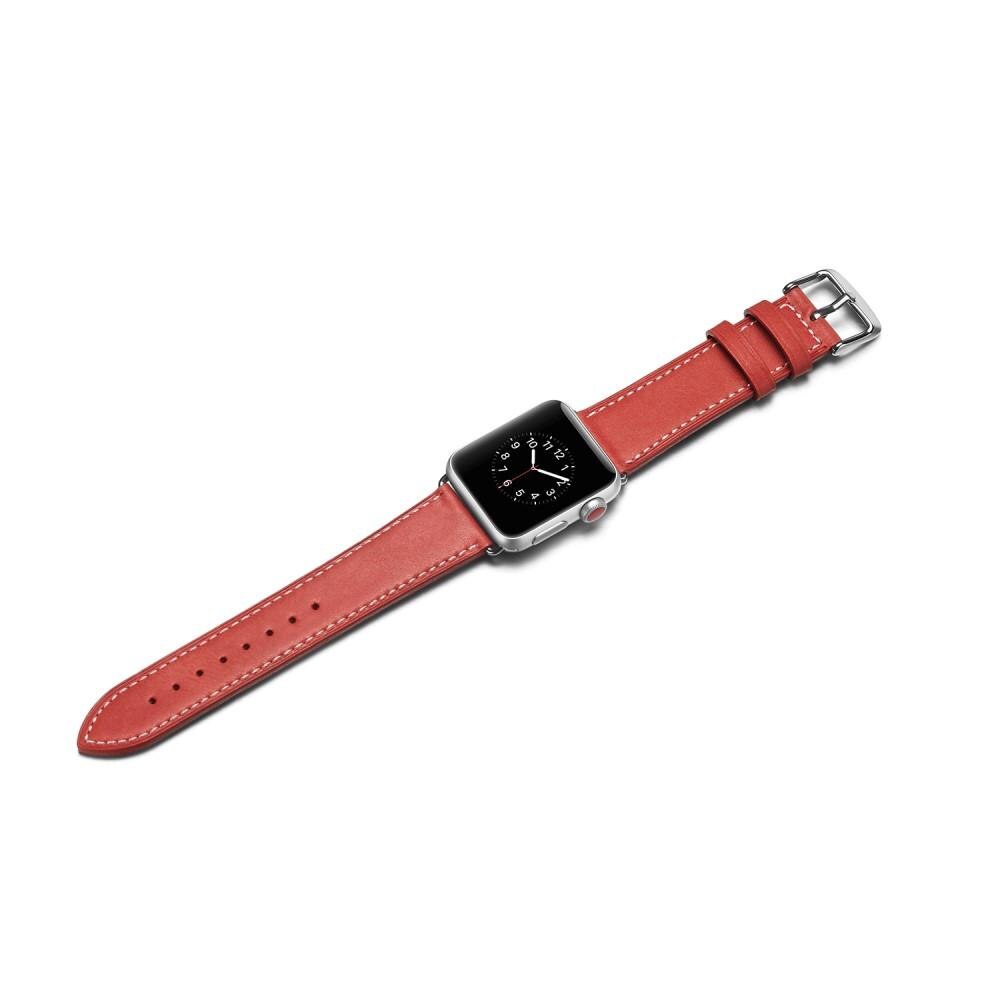 Apple Watch Series 9 41mm Reim i ekte skinn, Rød