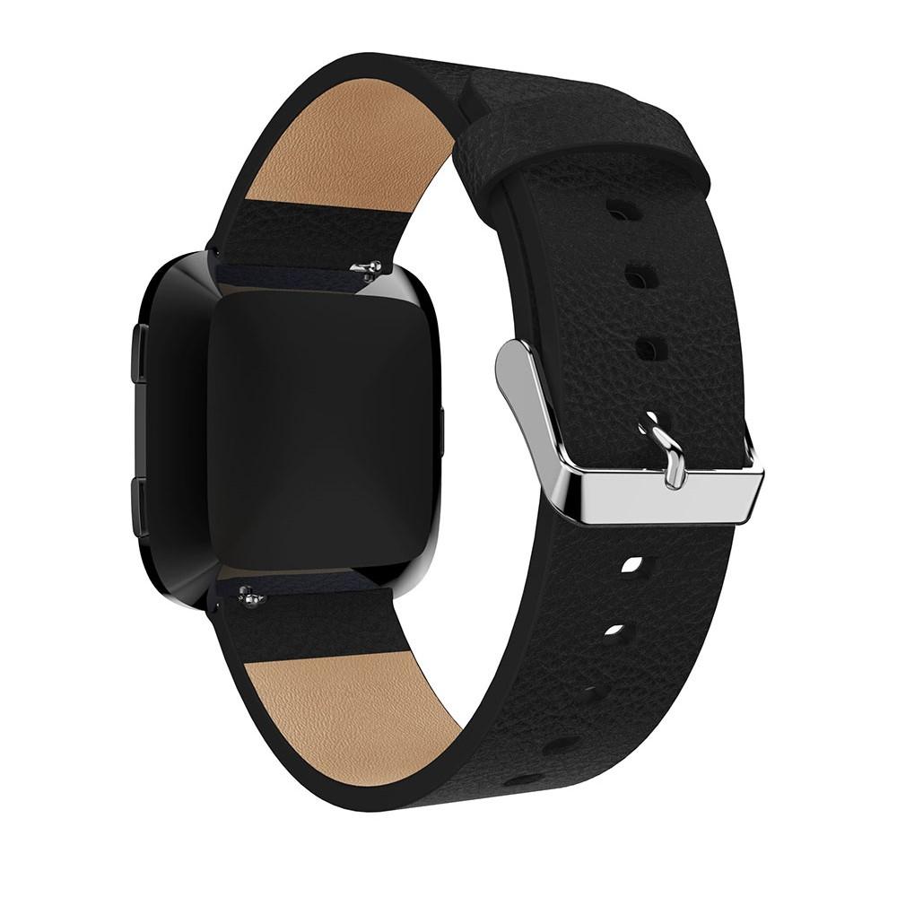 Fitbit Versa/Versa 2 Reim i ekte skinn, Svart