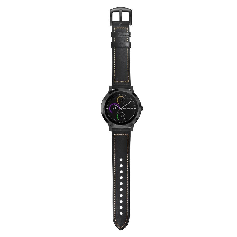 Garmin Vivoactive 3 Reim i ekte skinn, Svart