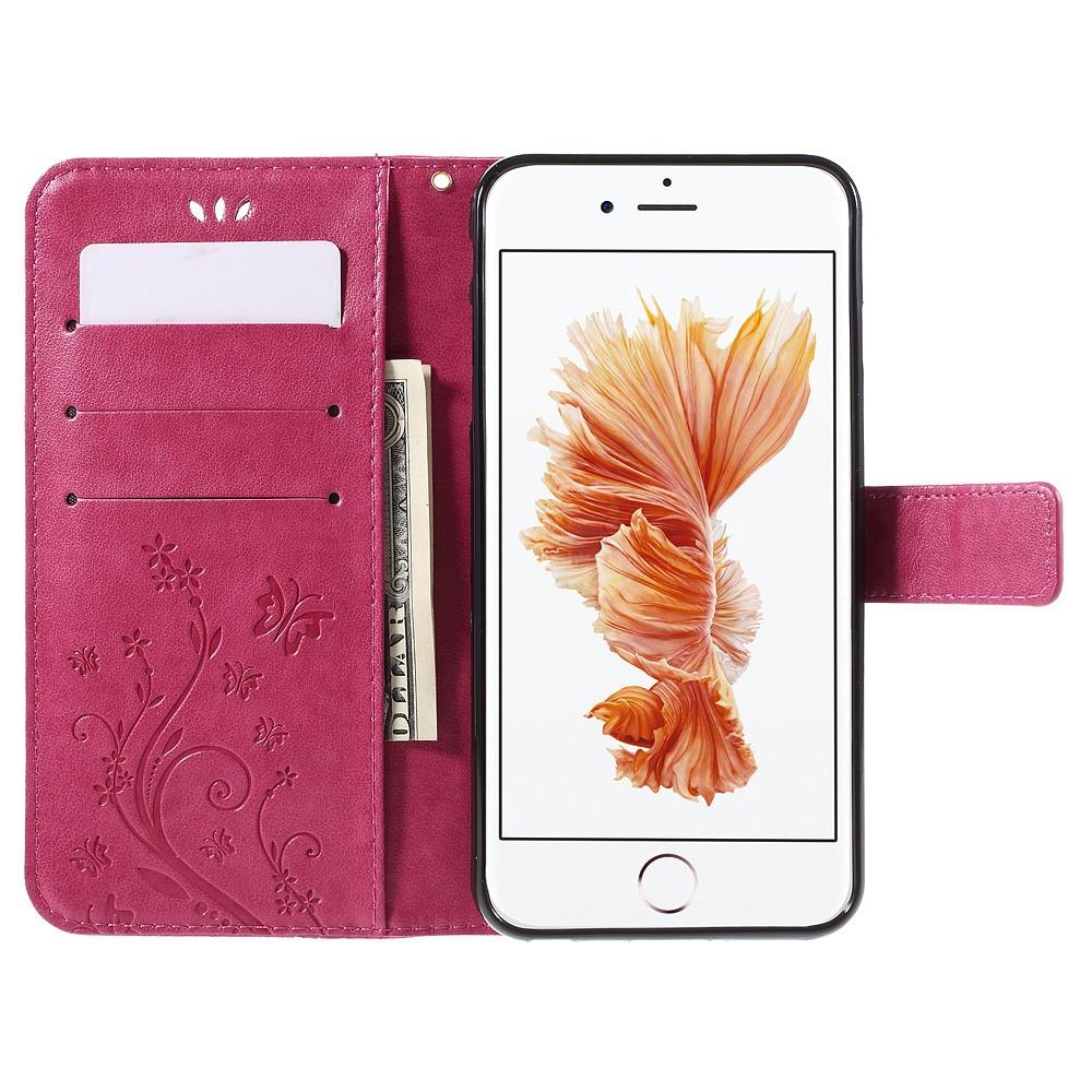 iPhone 6/6S Mobiletui med sommerfugler, Rosa