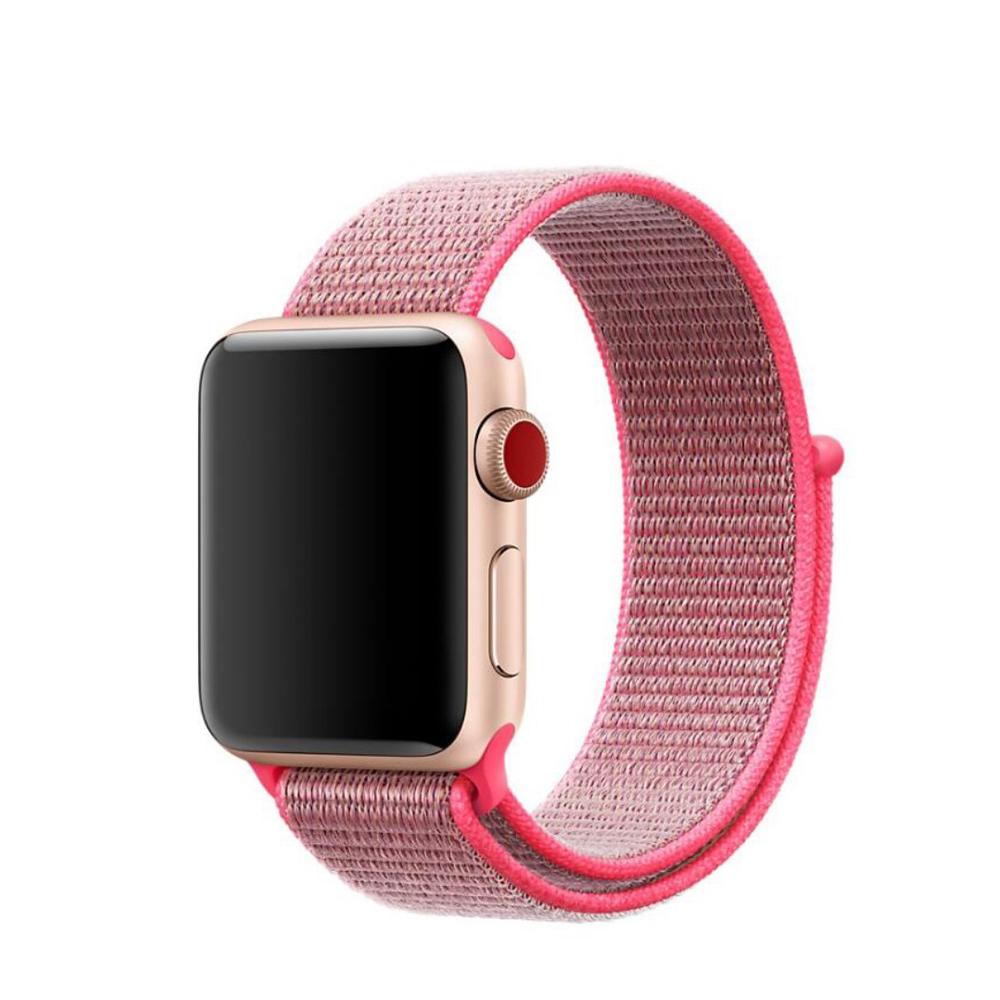 Apple Watch SE 44mm Reim i nylon, Rosa