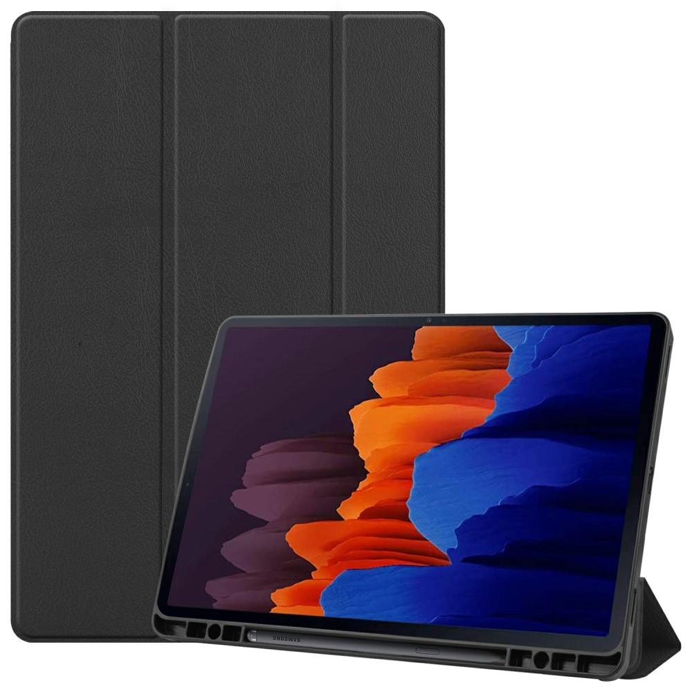 Samsung Galaxy Tab S8 Plus/Galaxy Tab S7 Plus Tri-fold etui med pennholder, Svart