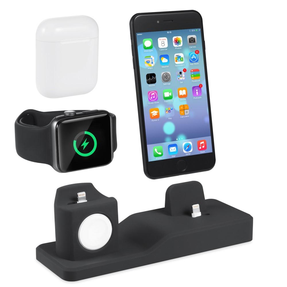 Ladestativ (3-i-1) for AirPods, Apple Watch og iPhone, Svart