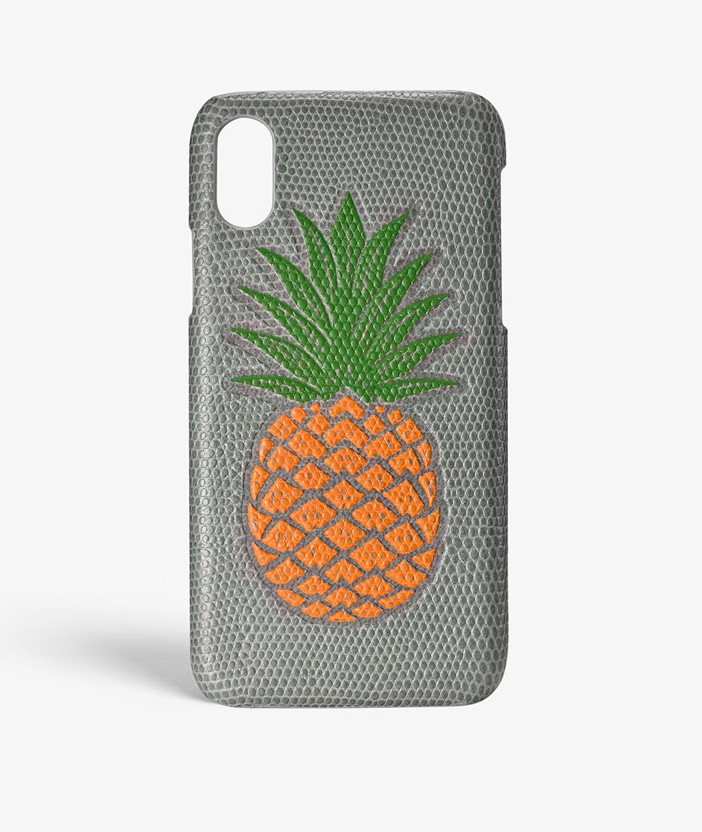 iPhone X/XS Deksel Pineapple Orange Lizard Grey