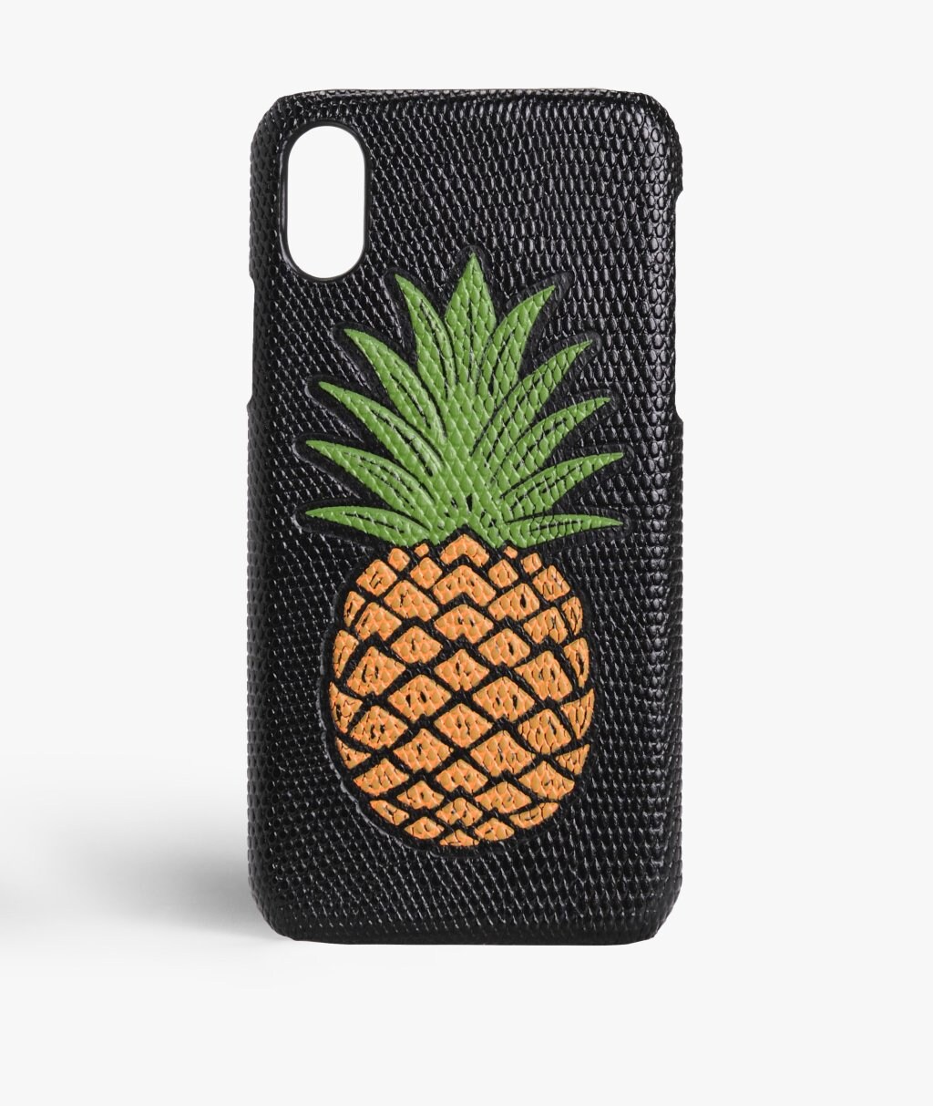 iPhone X/XS Deksel Pineapple Orange Lizard Black