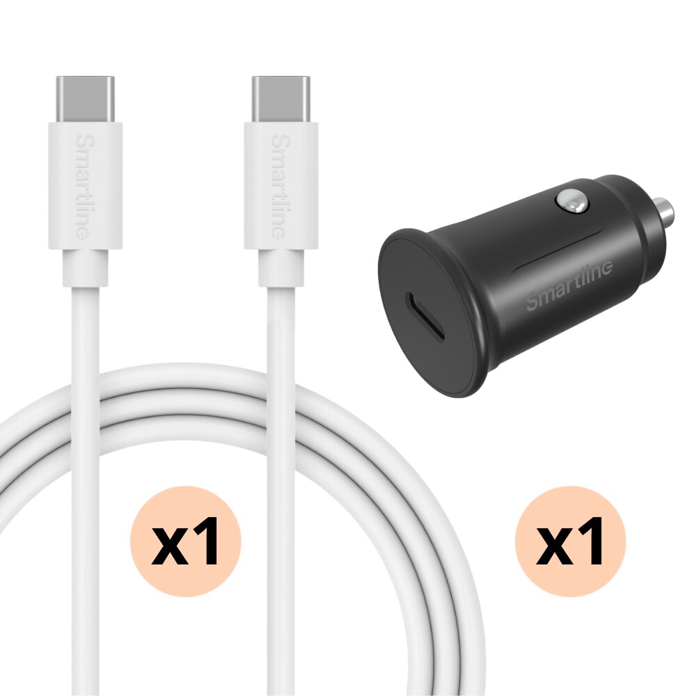 Billader USB-C til USB-C - 1m kabel & lader - Smartline